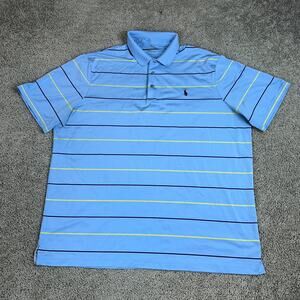 Polo Golf Ralph Lauren Shirt Mens XXL 2XL Blue Black Pony Striped Golf Casual *